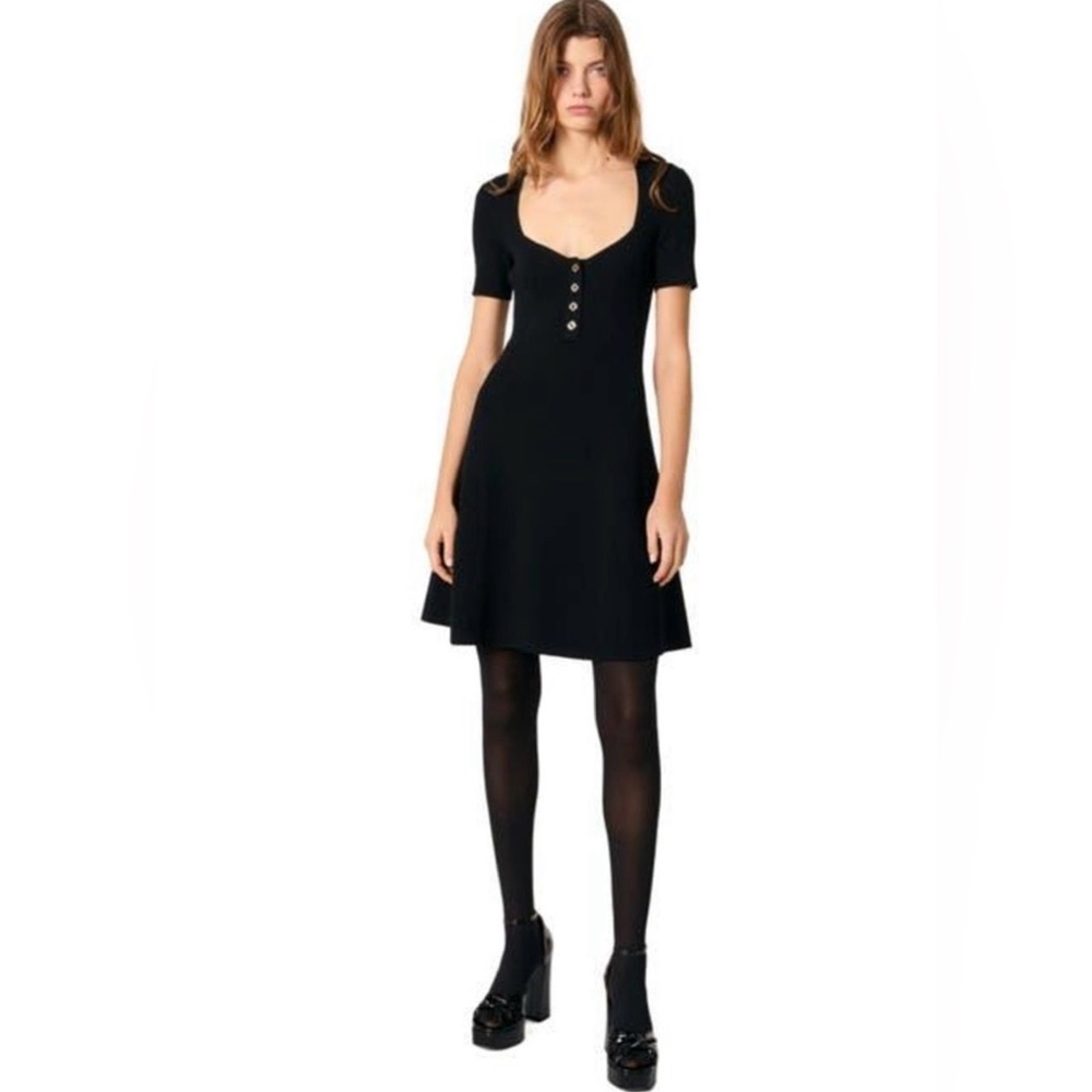 Maje Rib Knit black dress